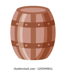 wooden wine barrel on white background vector illustration