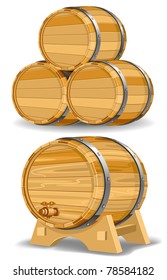 Wooden wine barrel, vector editable illustration