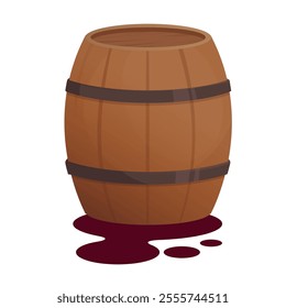 wooden wine barrel vector illustration clipart isolated on white background