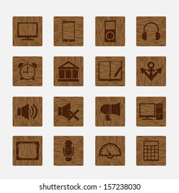 Wooden Wine theme icons. Vector. set 3.