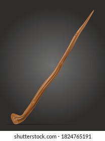 wooden witch magic wand vector illustration isolated on black background