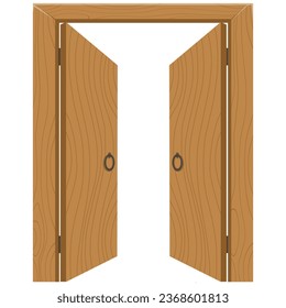 Wooden Wood Door Gate Vector Illustration