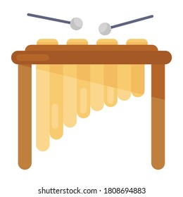 Wooden xylophone icon in flat design