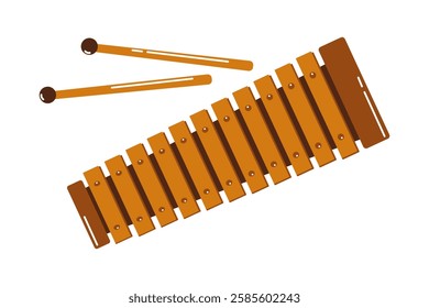 Wooden xylophone with mallets for music education and playtime activities