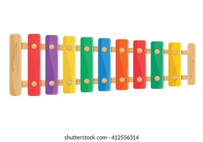 wooden xylophone toy vector illustration. percussion isolated on a white background