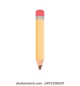 Wooden yellow pencil on isolated background. School supplies. Vector.