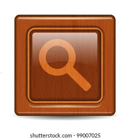 Wooden zoom button. Vector illustration for web