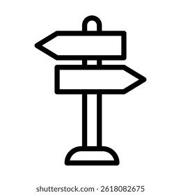WoodenSignpost Vector Line icon design