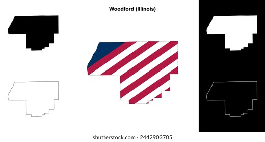 Woodford county (Illinois) outline map set