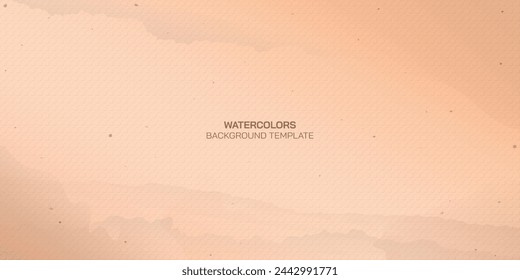 Woodfree uncoated paper rought texture pattern peach tone background with watercolor stained vector illustration. Blank used bond paper peach background.