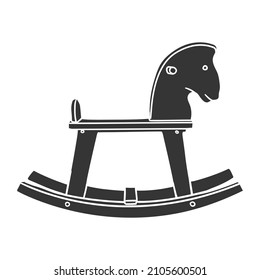 Woodhorse Icon Silhouette Illustration. Horse Toy Child Vector Graphic Pictogram Symbol Clip Art. Doodle Sketch Black Sign.