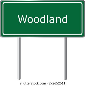 Woodland, Alabama, road sign green vector illustration, road table, USA city