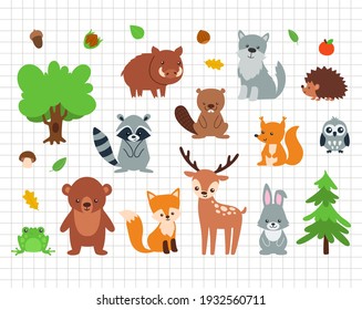 Woodland animal clip art. Cute funny animal. Silhouette vector flat illustration. Cutting file. Suitable for cutting software. Cricut, Silhouette