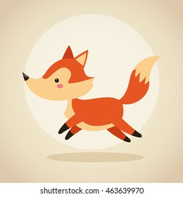 Woodland animal concept represented by cute fox cartoon icon. Colorfull and flat illustration. 