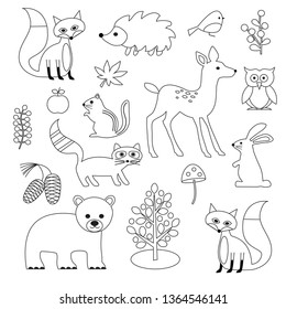 woodland animal digital stamps