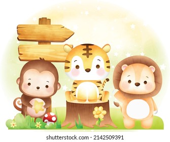Woodland Animal friends in Forest