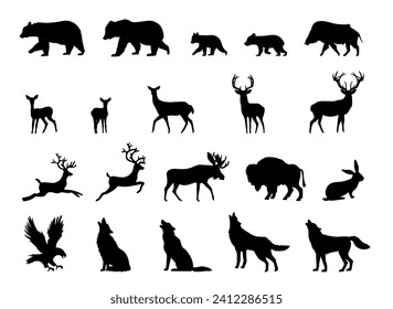 Woodland Animals Bundle, Wildlife, Hand Drawn Vector Illustration