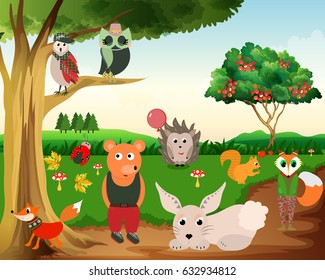 Woodland Animals Clip art  Character Vector animals Illustration