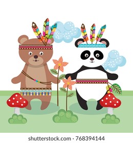 woodland animals with feather crown