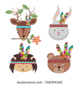 woodland animals with feather crown