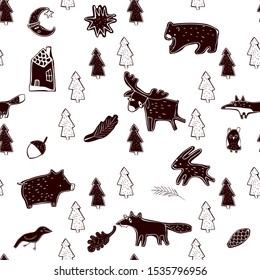 woodland animals ginger cookies pattern