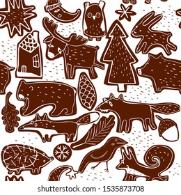 woodland animals ginger cookies pattern