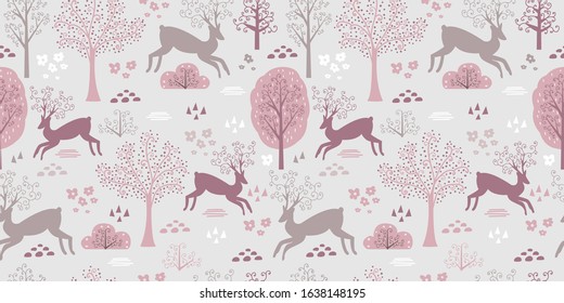 woodland animals illustration in seamless pattern for personal project, background, invitation, wallpaper and many more