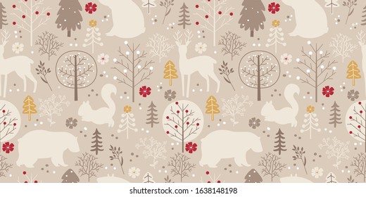 woodland animals illustration in seamless pattern for personal project, background, invitation, wallpaper and many more