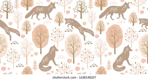 woodland animals illustration in seamless pattern for personal project, background, invitation, wallpaper and many more