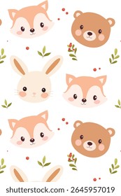Animais de floresta padrão sem costura para design de tecido.