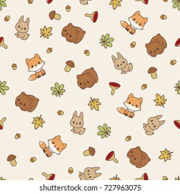 Woodland animals seamless vector pattern/wallpaper.