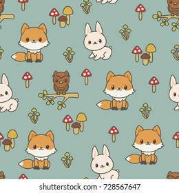 Woodland animals seamless vector pattern/wallpaper.