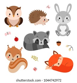 Woodland animals set.