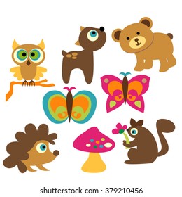 Woodland animals vector.