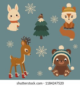 Woodland animals winter time