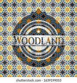Woodland arabic style badge. Arabesque decoration.