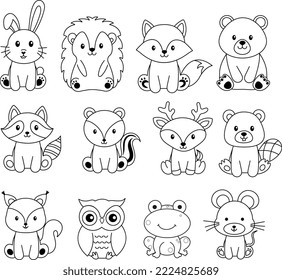 Woodland Baby Animals Set Isolated Vector Illustration