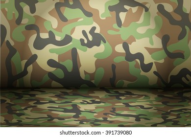 Woodland Camouflage background. Mockup for presentation items. Vector Illustration.