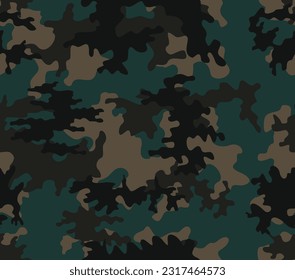 woodland camouflage pattern seamless army background, military fabric texture. trendy urban design.