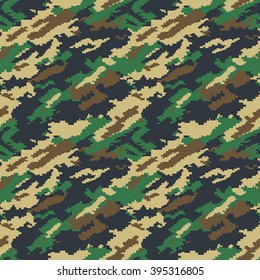 Woodland Digital Camouflage.
Seamless pattern.