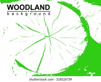 Woodland eco banner. Outlines of  log with bark and splits.