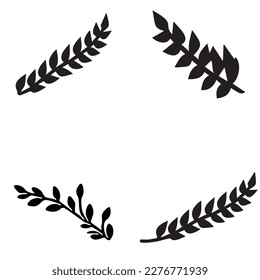 Woodland fern botanical icon set. Collection of garden sprigs for scandinavian style kids doodle. 