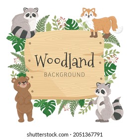 Woodland Forest Animals Background For Banner Template Baby Shower Invitation