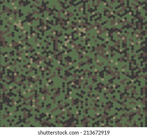 Woodland hexagon camo pattern vector