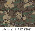 Woodland hunting camouflage seamless pattern with tree bark. Camouflage pattern background for hunting and military purposes.