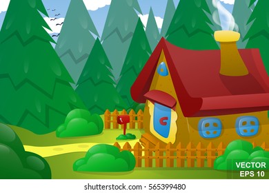 Woodland landscape. Cartoon. Nature. Picnic. For your design