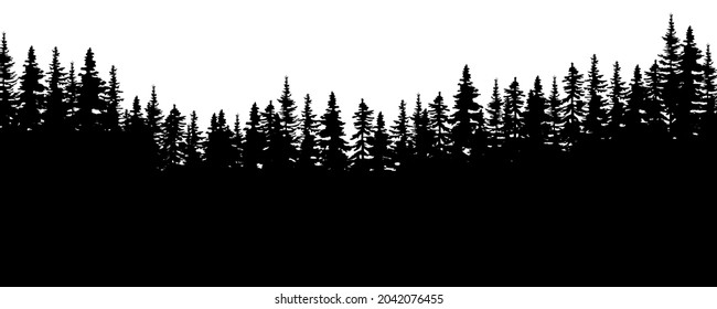 Woodland silhouette. Environment background. Nature landscape. Flat abstract design. Vector illustration. Stock image.