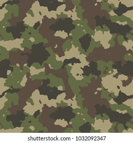 Woodland Summer Camouflage. Trendy Style Camo, Repeat Print. Vector Illustration.