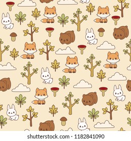 Woodland/forest animals seamless pattern