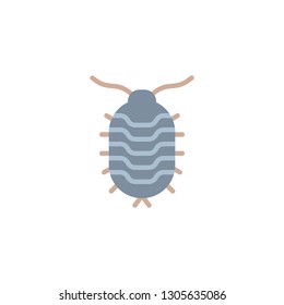 Woodlouse insect flat icon, vector sign, colorful pictogram isolated on white. Woodlouse pest symbol, logo illustration. Flat style design